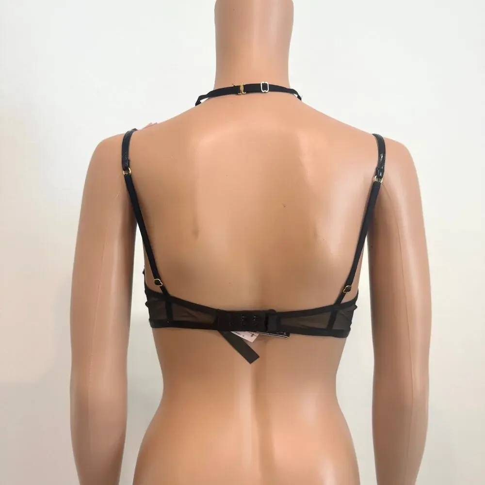 Victoria's Secret Very Sexy 32D strappy low cut demi choker bra BC3 3216